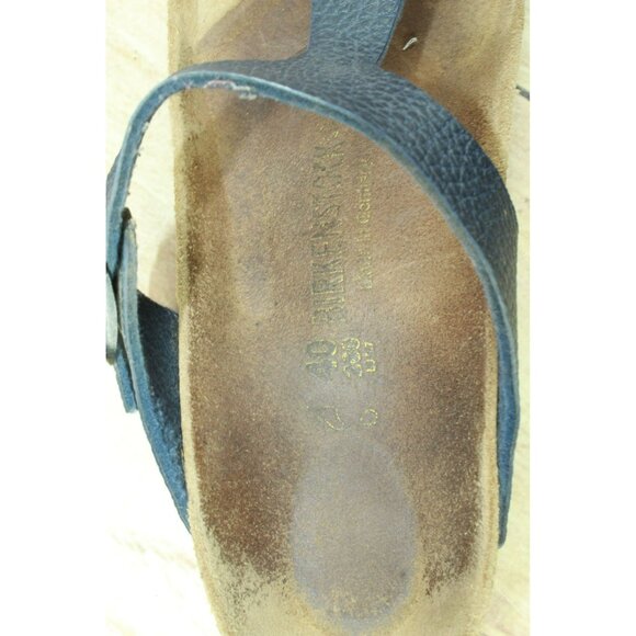 Birkenstock Gizeh Blue Leather T Strap Slip-on Thong Sandals Size 40 US 9 - Picture 8 of 9